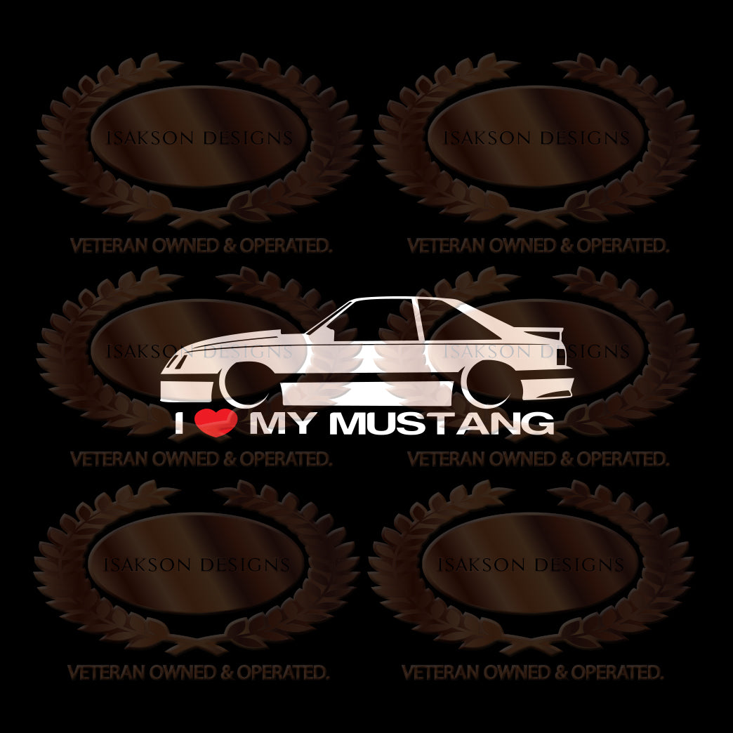 I Love My Ford Mustang Fox Body Sticker
