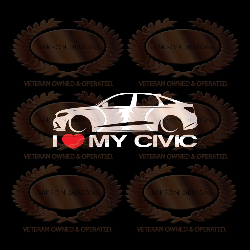 I Love My Honda Civic SI Sedan Gen 11 Sticker