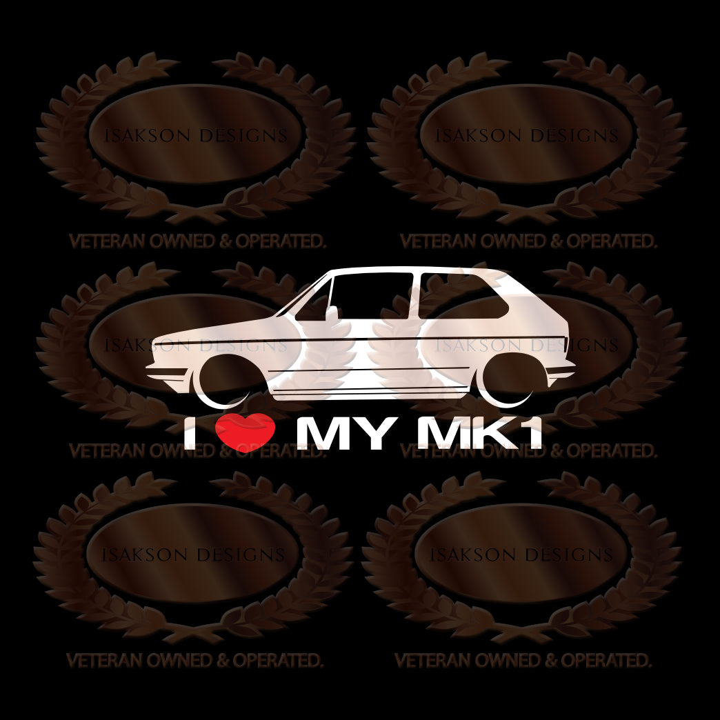 I Love My Volkswagen MK1 Golf Rabbit Sticker