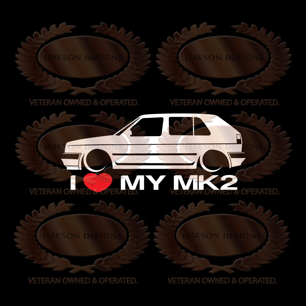 I Love My Volkswagen MK2 Sticker
