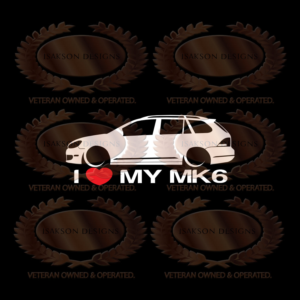 I Love My Volkswagen MK6 Sticker