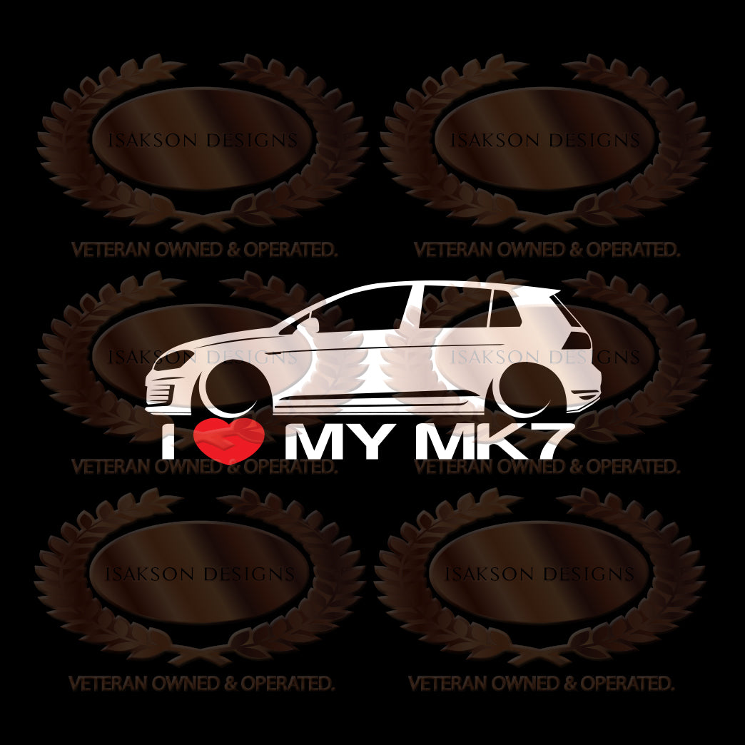I Love My Volkswagen MK7 Sticker