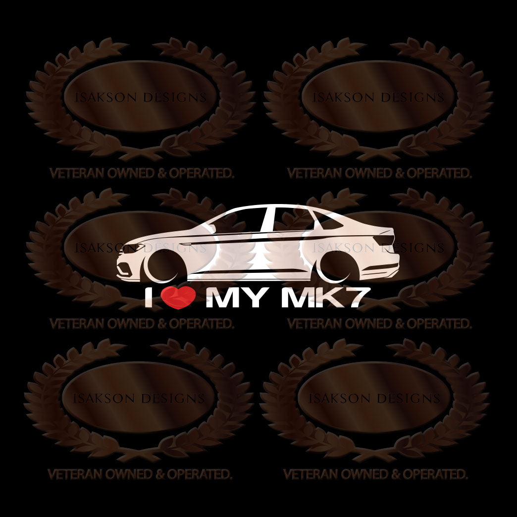 I Love My Volkswagen MK7 Sticker