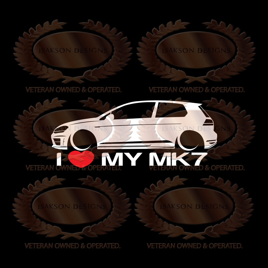 I Love My Volkswagen MK7 Sticker