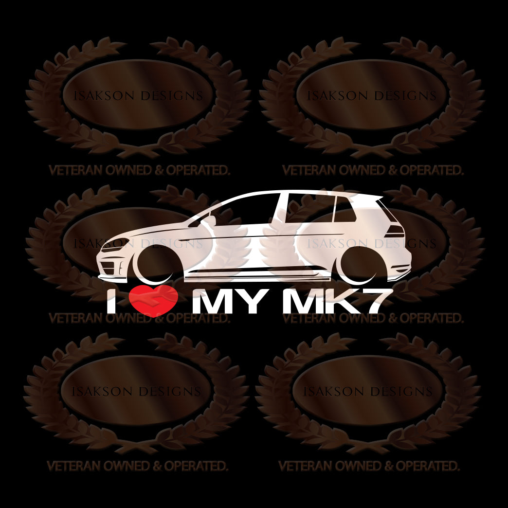 I Love My Volkswagen MK7 Sticker
