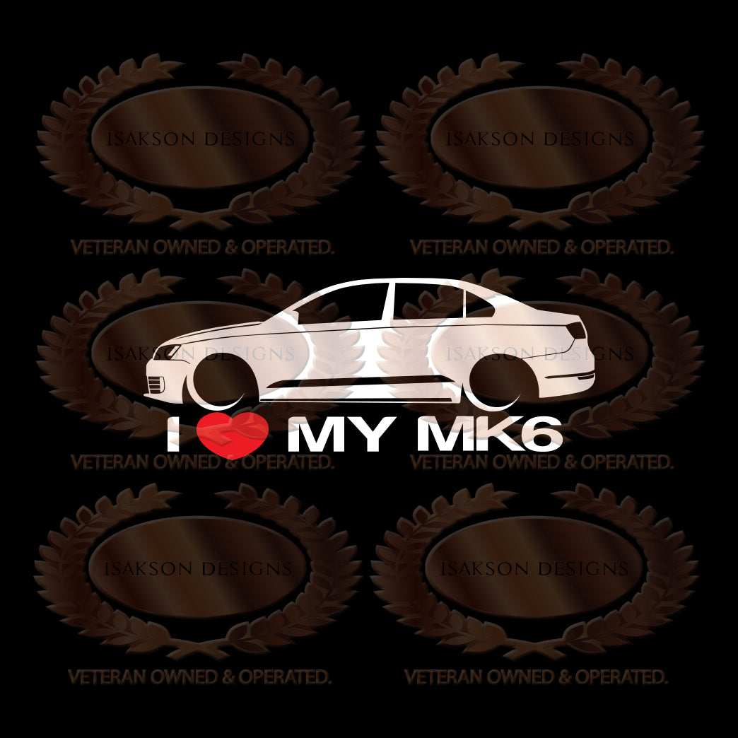 I Love My Volkswagen MK6 Sticker