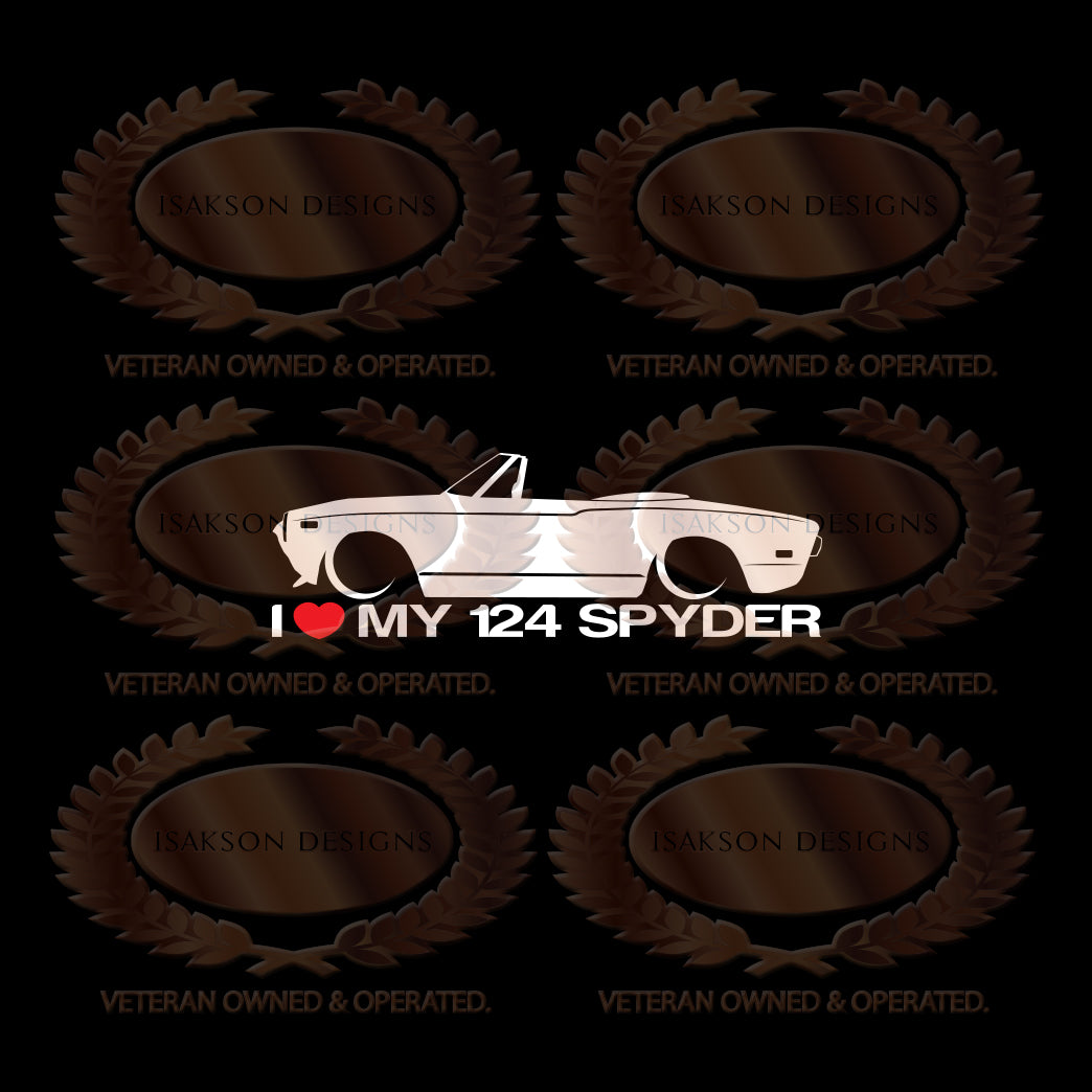 I Love My Fiat 124 Spyder Sticker
