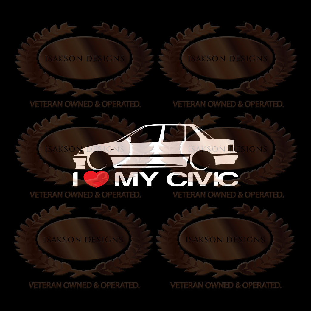 I Love My Honda Civic EF Sedan Sticker