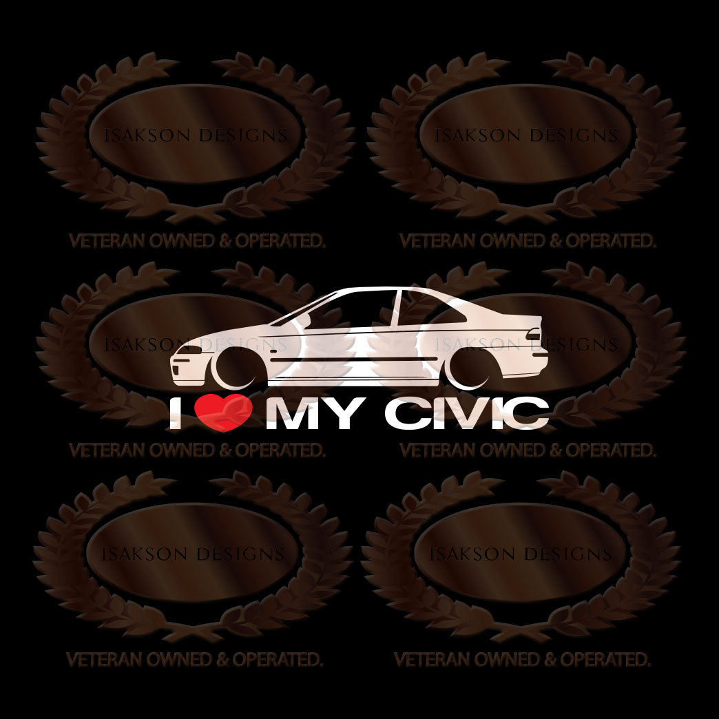 I Love My Honda Civic EG Sticker