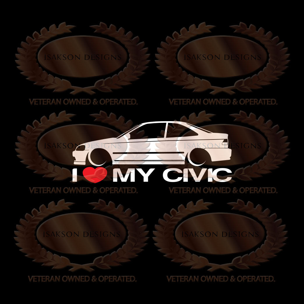 I Love My Honda Civic Ek Sticker