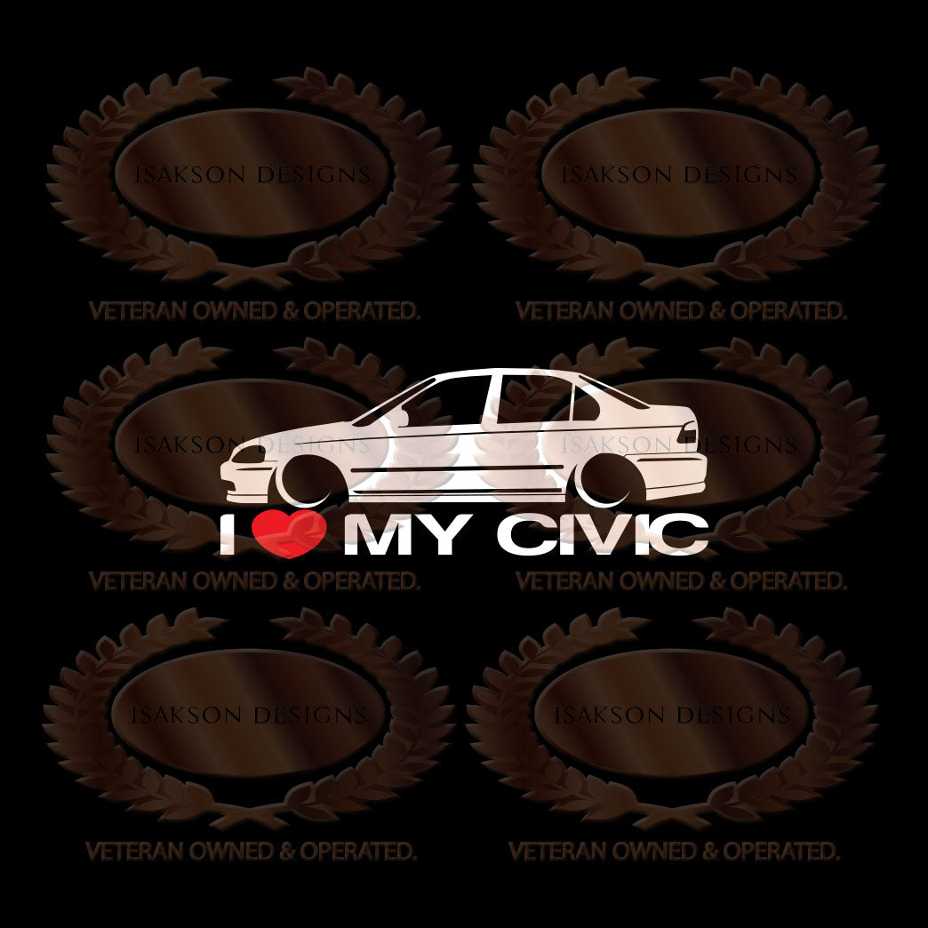 I Love My Honda Civic Ek Sticker