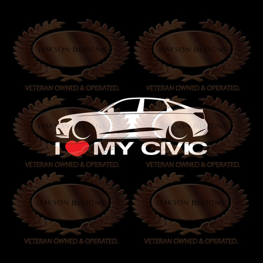 I Love My Honda Civic SI Sedan Gen 11 Sticker