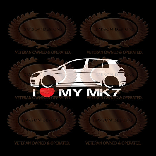 I Love My Volkswagen MK7 4 Door R .:R Sticker