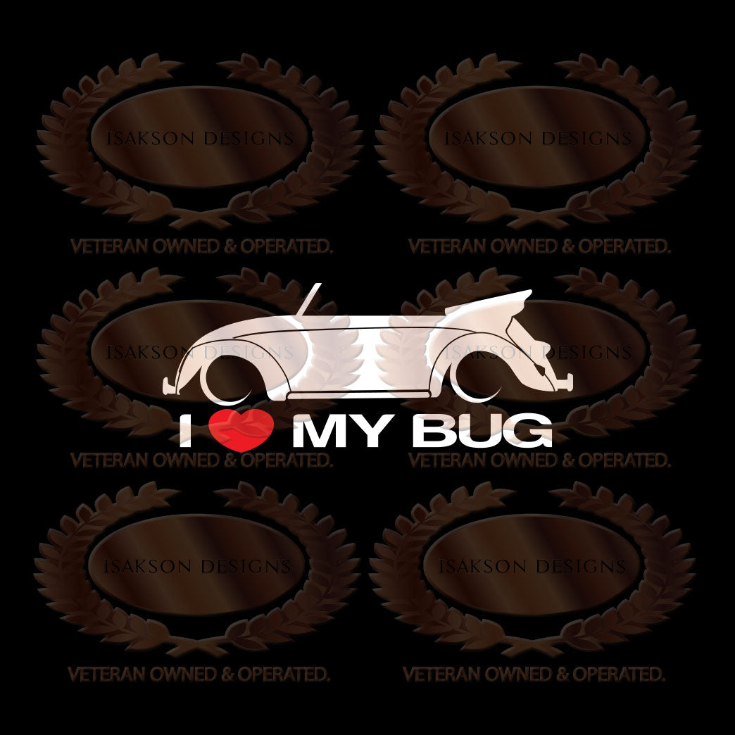 I Love My Volkswagen Bug Convertible Sticker